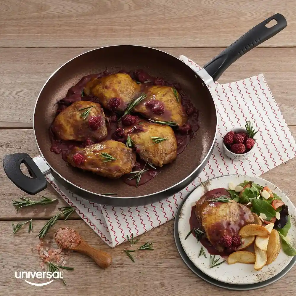 Sartén Universal Opalo Con Mango Tapa De Vidrio Antiadherente De Aluminio 30 Cm