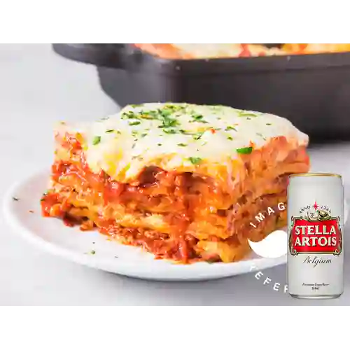 Combo Lasaña de Carne 380g + Stella Artois 330 ml