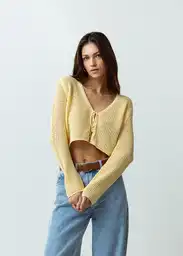 Blusa Tejido Mujer Amarillo Venecia Talla L Naf Naf