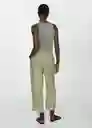 Pantalón Linen Verde Talla L Mujer Mango