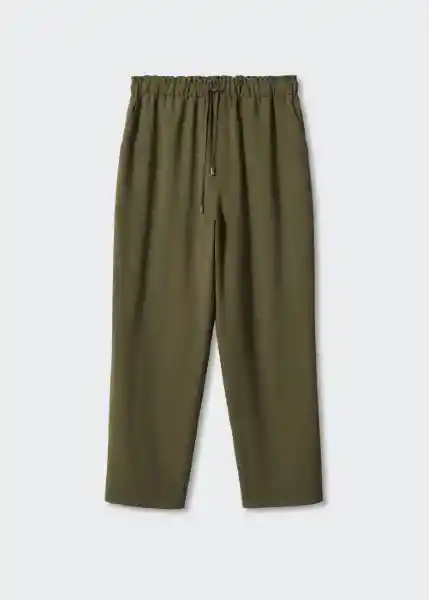 Pantalón Fluido Khaki Talla L Mujer Mango