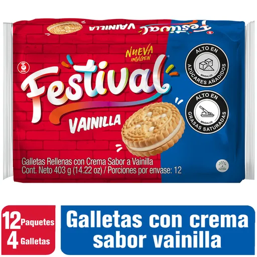 Festival Galletas Rellenas de Crema Sabor a Vainilla