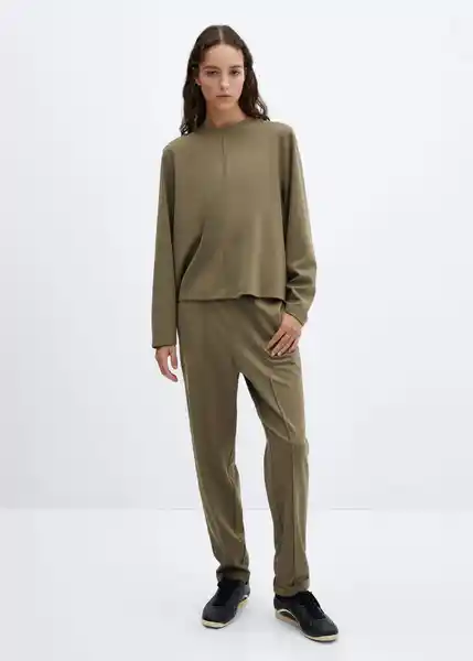 Sudadera Pique Mujer Khaki Talla XS Mango