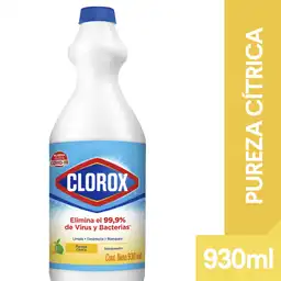 Blanqueador Clorox Pureza Cítrica Botella 930 ml