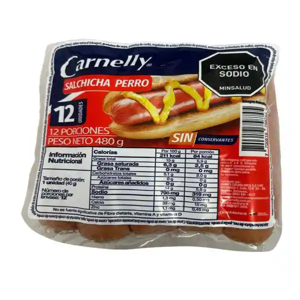 Carnelly Salchicha Mixta de Res
