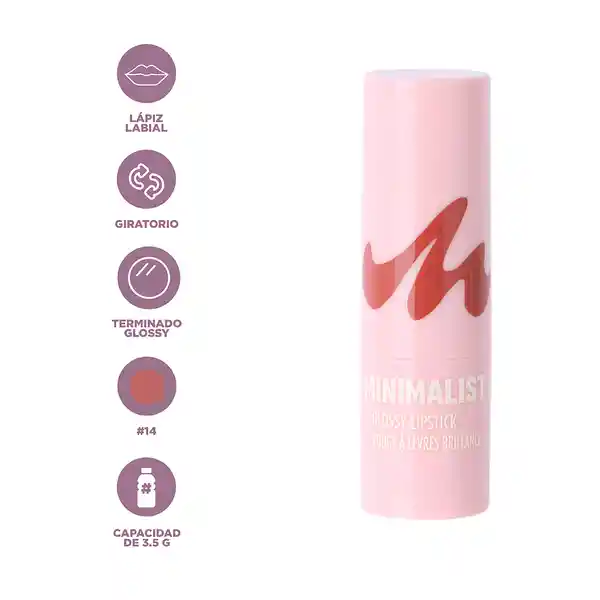 Lápiz Labial Brillante Serie Minimalist 14 Miniso