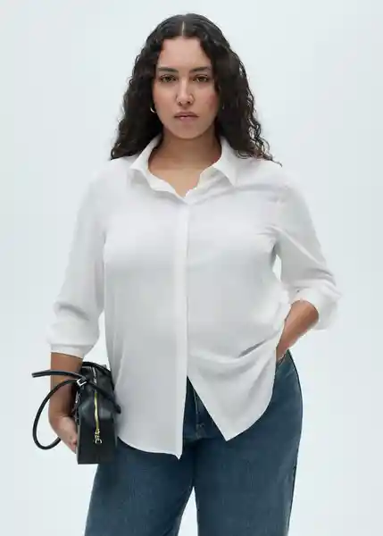 Camisa Basic Off White Talla XL Mujer Mango