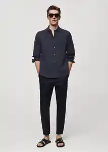 Camisa Sóller Navy Talla XS Hombre Mango