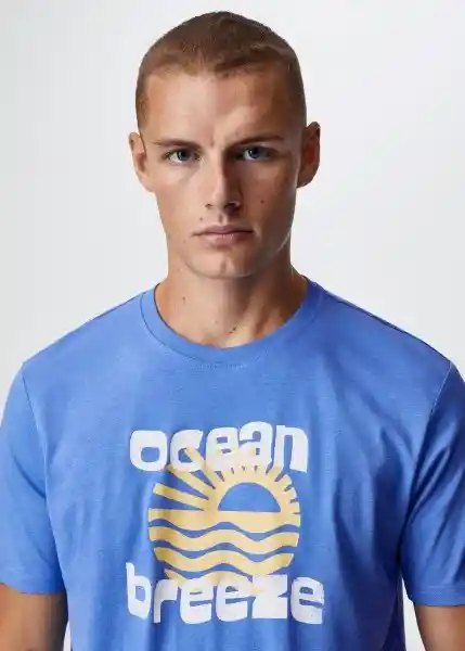 Camiseta Ocean-H Porcelana Talla L Hombre Mango