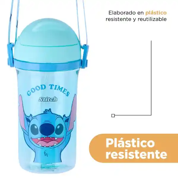 Vaso Pitillo y Correa Hombro Serie Disney Stitch 400 mL Miniso