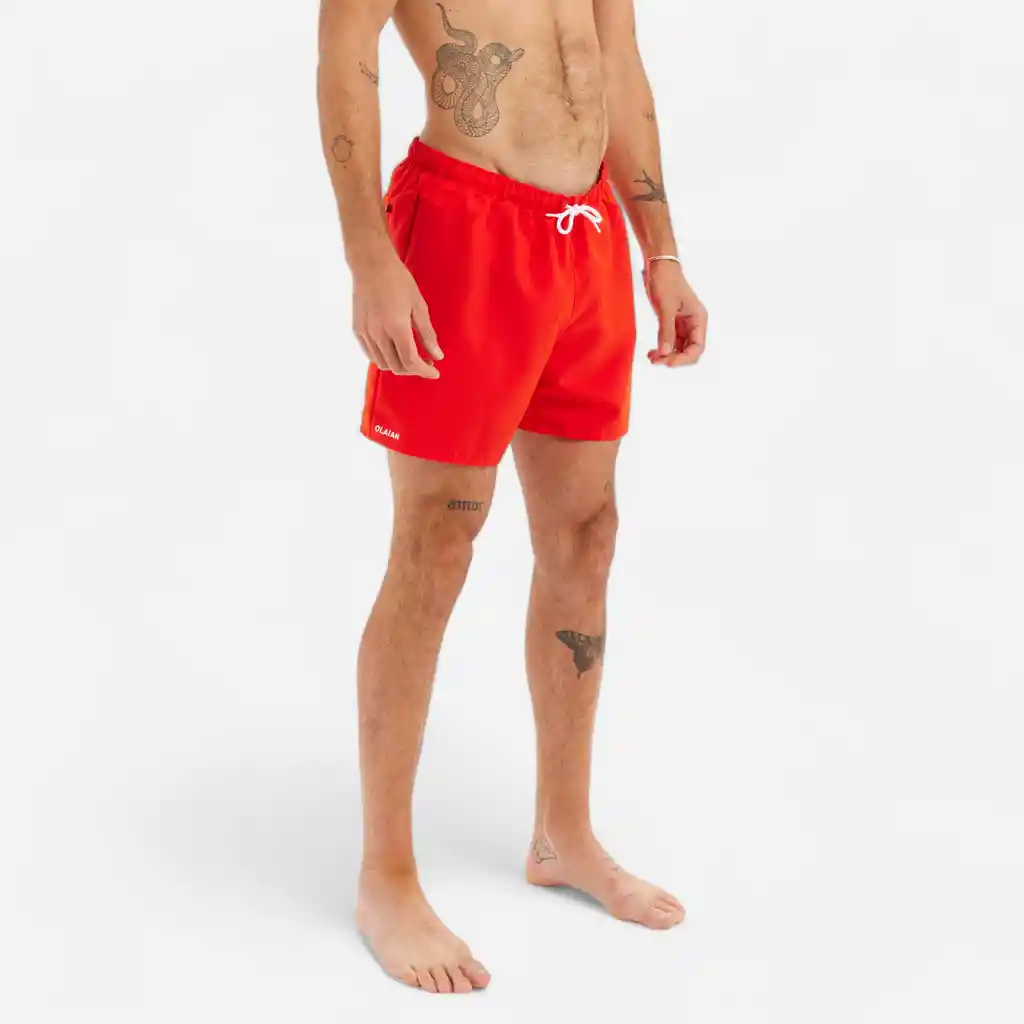 Pantaloneta Playera de Baño Ecodiseñada Para Hombre Olaian Hendaia Rojo