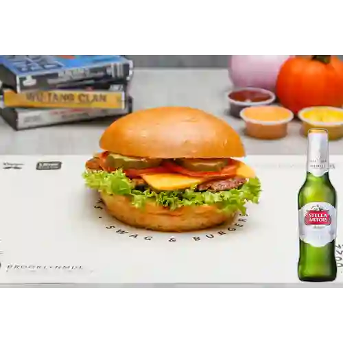 Combo Cheese Burger + Cerveza Stella Artois Bot. 330ml