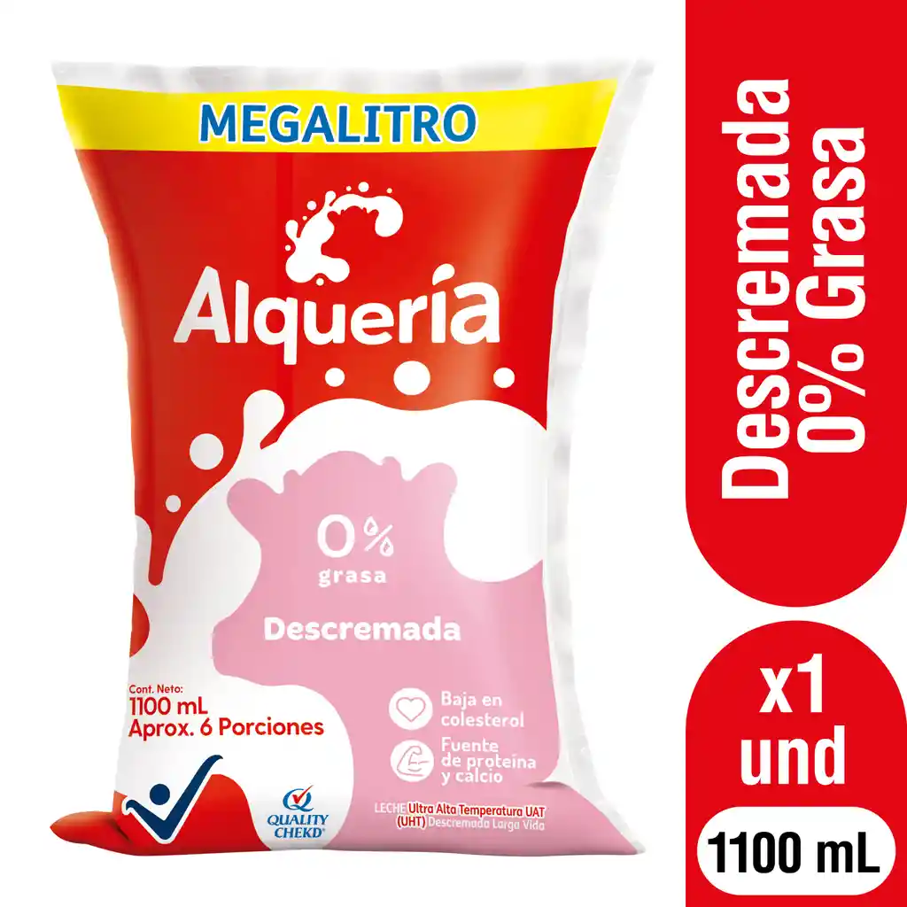 Alquería Leche Líquida Descremada 0% Grasas