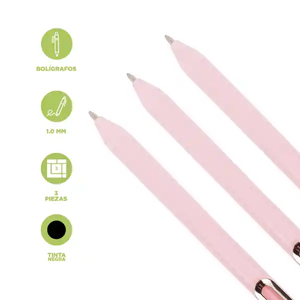 Set de Esfero Serie Rose Gold Miniso