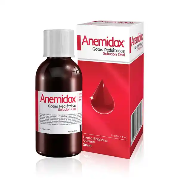 Anemidox tratamiento para la deficiencia de Hierro con ácido Fólico y Vitamina C Suspension Oral 30ml