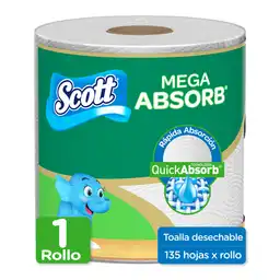 Toalla de Papel Desechable Scott Mega Absorb 1 Rollo 135 Hojas
