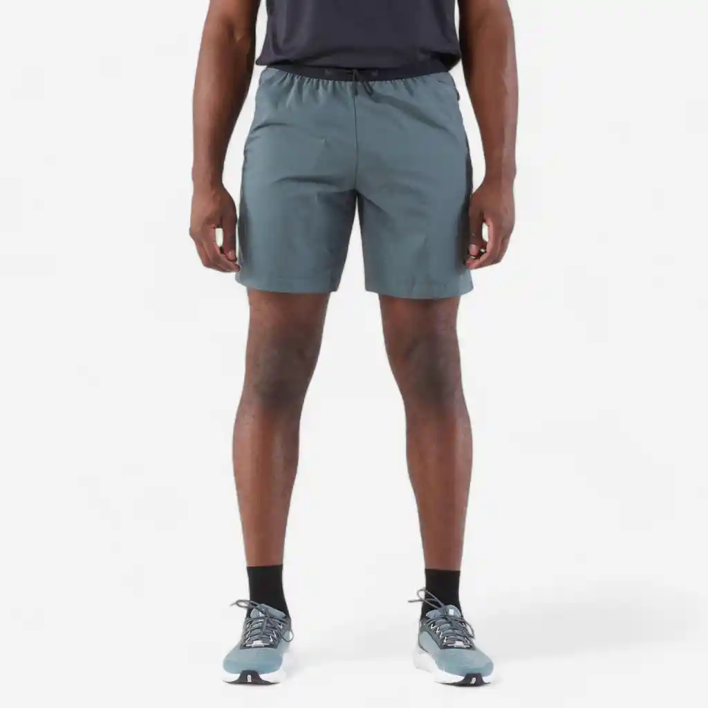 Pantaloneta de Running Hombre - Kiprun Run 500 Dry Verde Oscuro Grisáceo