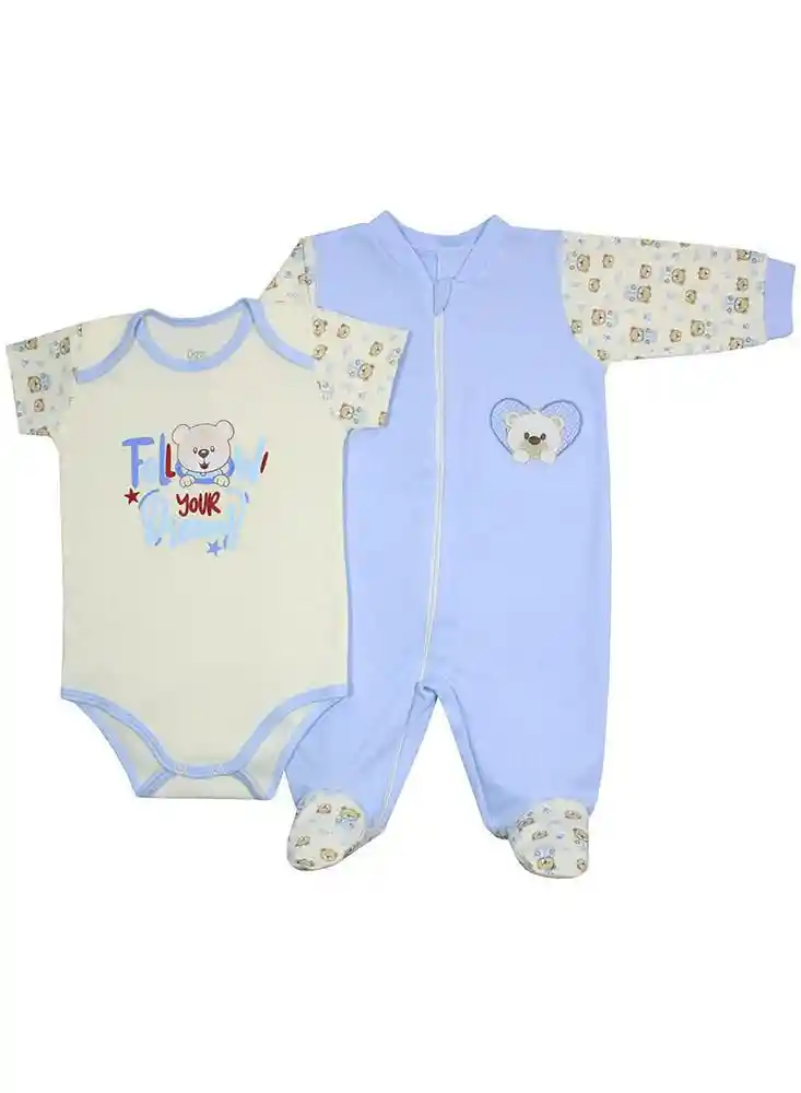 Set X 2 Body + Pijama Bebé 0/3 Meses - Azul Clte