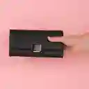 Billetera Para Mujer Rectangular Con Broche Negro Miniso