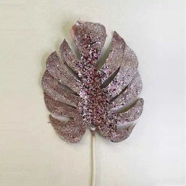 Burica Hoja Decorativa Rosa Escarchada 60 x 25 x 30 cm