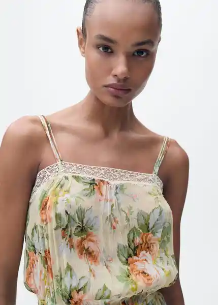 Enterizo Mono Stella Crudo Talla M Mujer Mango