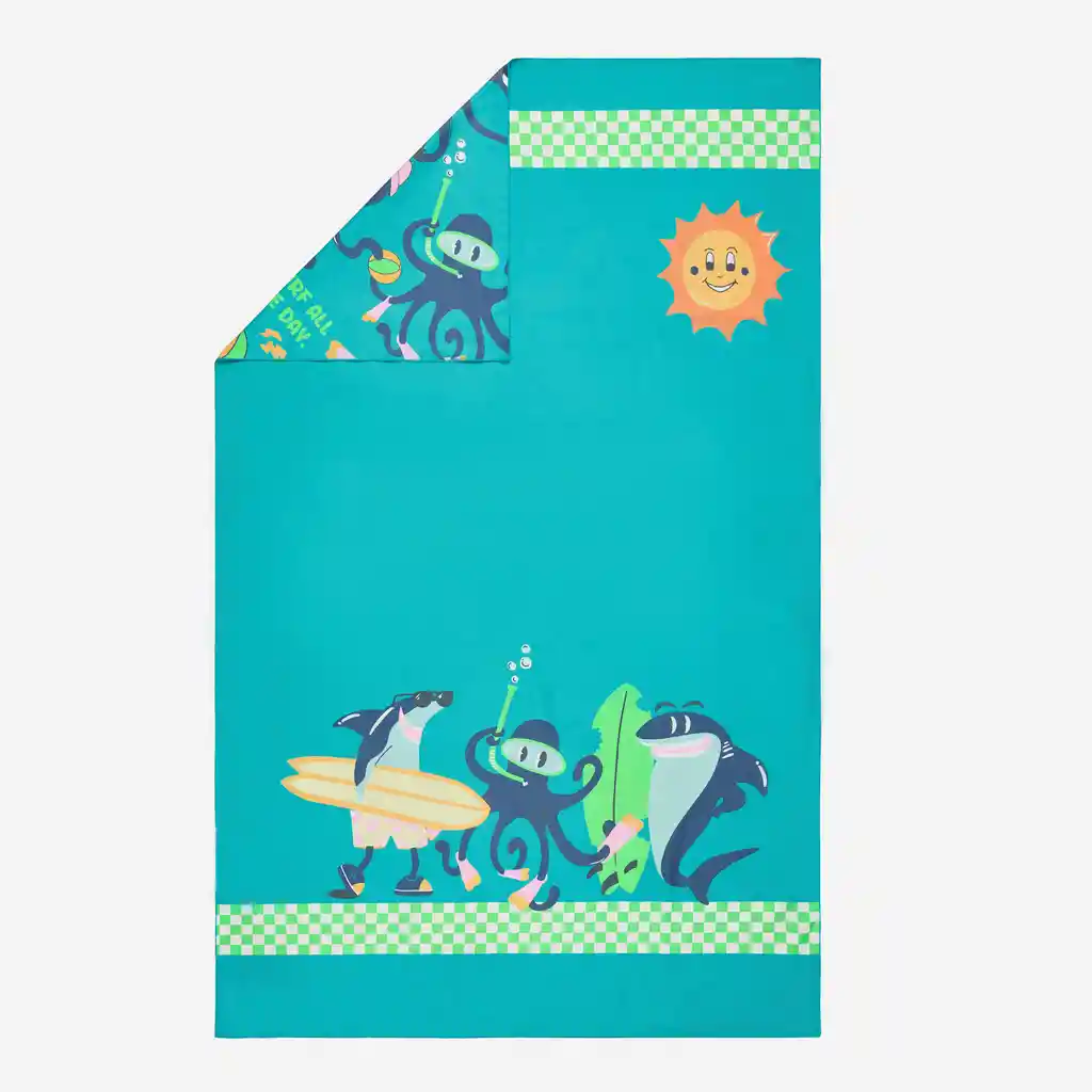 Toalla de Microfibra Para Natación Talla L 80 X 130 Cm Nabaiji - Turquesa Estampado