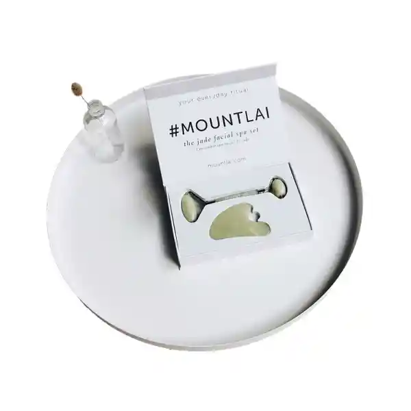 JADE Mount Lai  Set Facial Rodillo Masajeador De + Gua Sha Tool