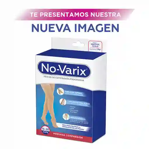 No-Varix Medias de Compresión Banda Siliconada 15-20 mm/hg Tono Beige Talla M