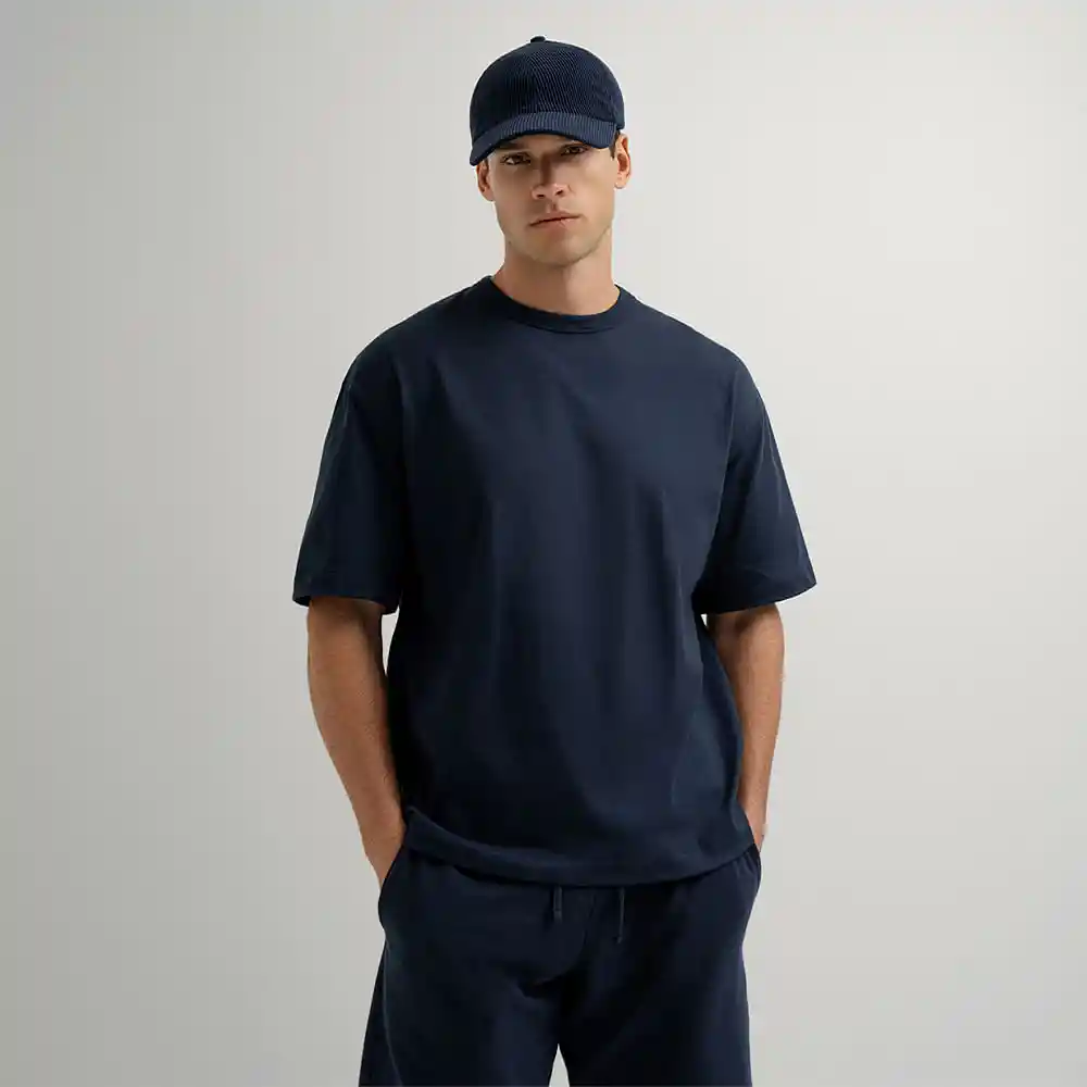 Camiseta Manga Corta Cuello Redondo en Algodón Teji Punto Blanco