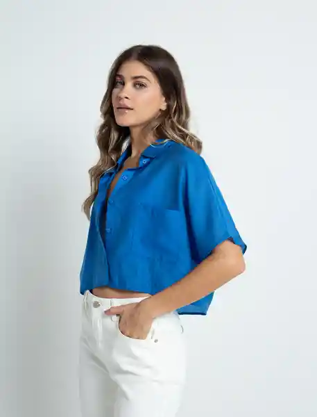 Camisa Moma Mujer Azul Chauen Oscuro Talla S 412F369 Naf Naf