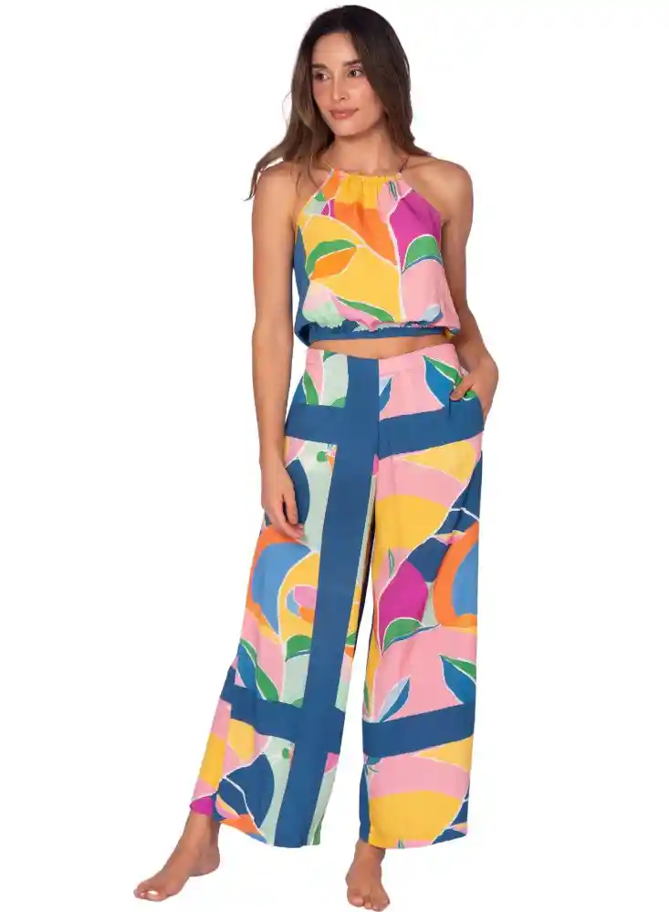 Pantalon Estampado M-multicolo