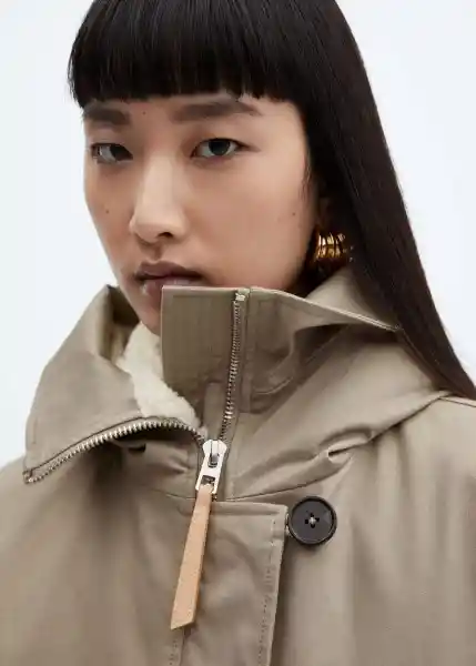 Abrigo Parka Persa Gris Claro Vigoré Talla XS Mujer Mango