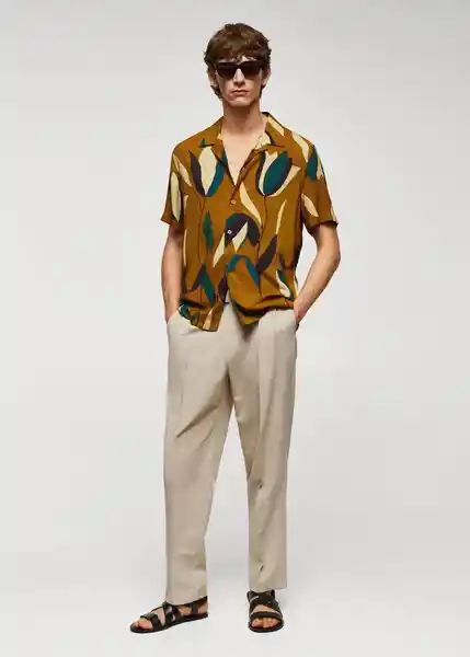 Camisa Campos Terracota Talla L Hombre Mango