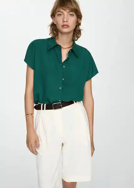 Camisa Robbie Verde Talla S Mujer Mango