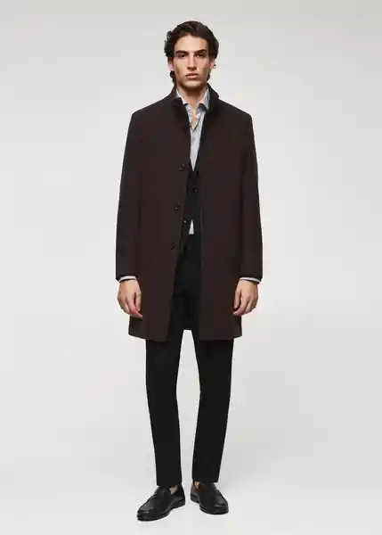 Abrigo Funnel-I Chocolate Talla S Hombre Mango