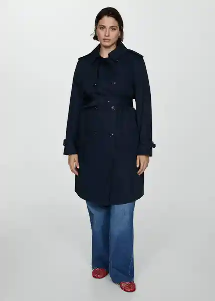 Saco Trench Polana Navy Talla L Mujer Mango