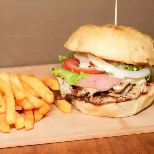 Hamburguesa Pollo+papas+gaseosa