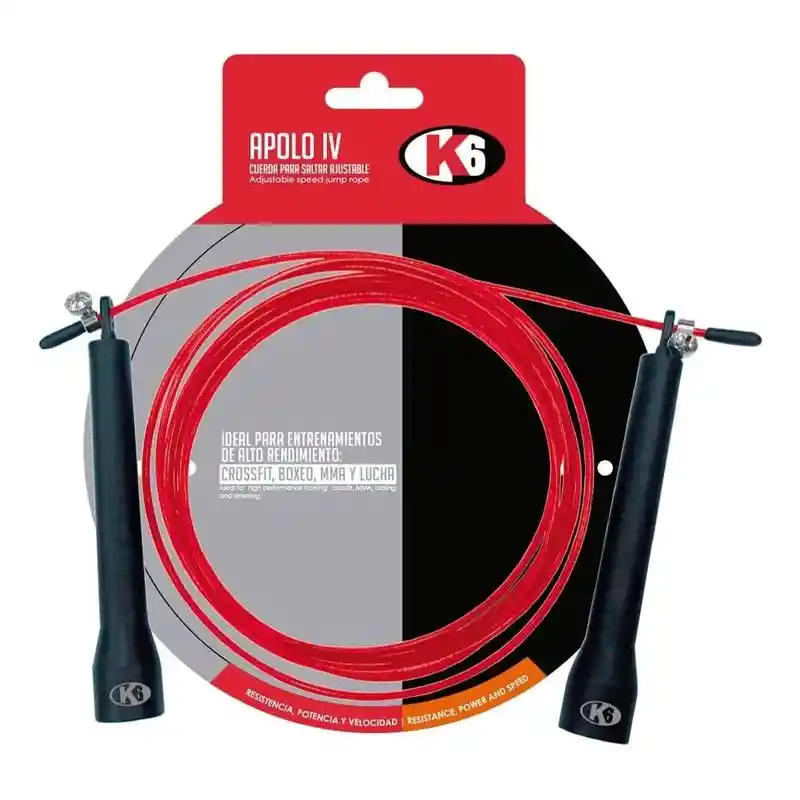 K6 Cuerda para Saltar Ajustable Color Negra y Roja