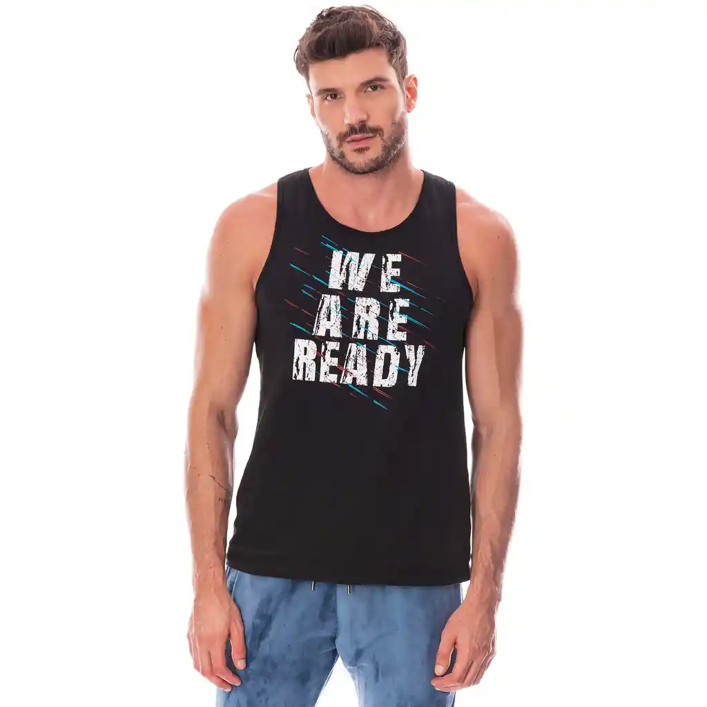 Camisilla Algodón/elastano Hombre Negro Estampado. 27755 Talla L