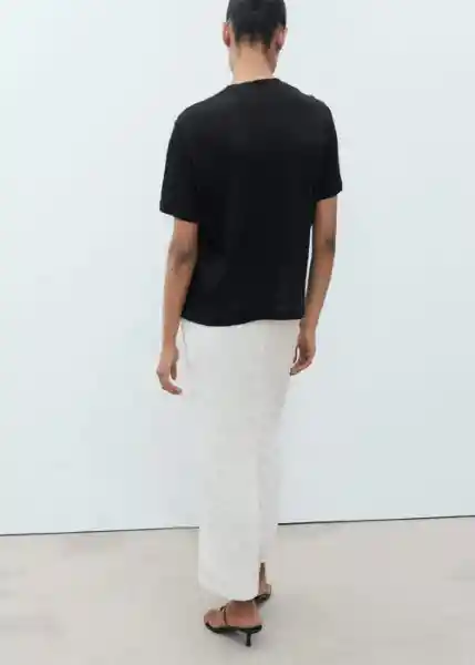 Camiseta Lenu Negro Talla M Mujer Mango