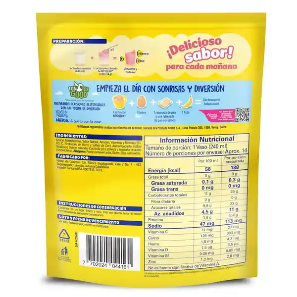 Bebida en polvo NESQUIK sabor a Fresa x 200g