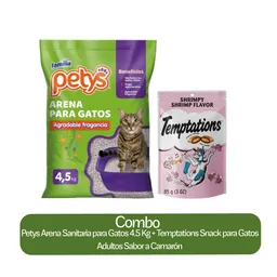 Combo Petys Arena Para Gatos + Temptations Snack Gatos Adultos