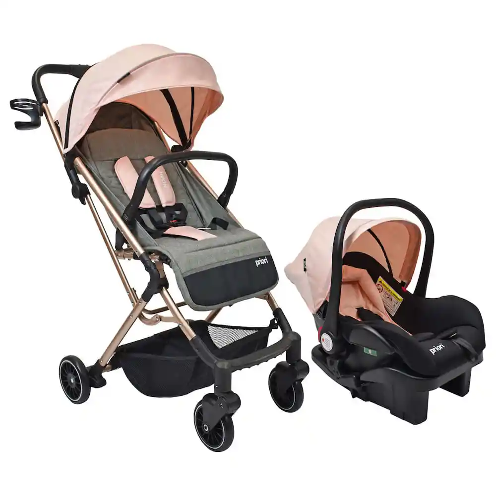 Coche Travel System Compacto Bebé Noah Rosa Priori