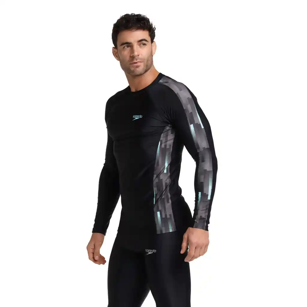 Camiseta Manga Larga Sunshine Marine Dot Linear Hombre Negro-xl