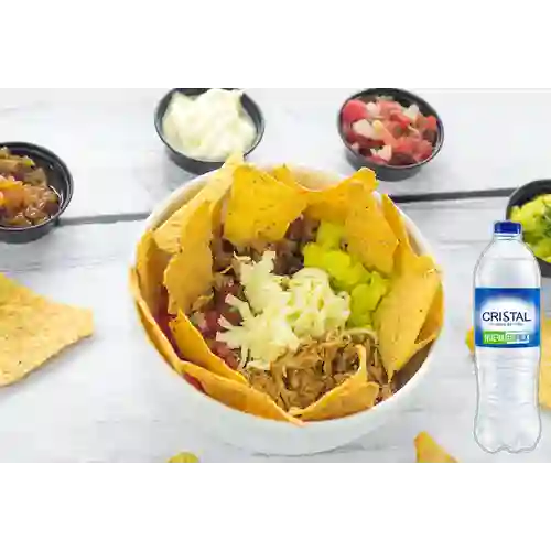 Combo Nachos 2 Carnes + Agua Cristal Sin Gas 500 ml