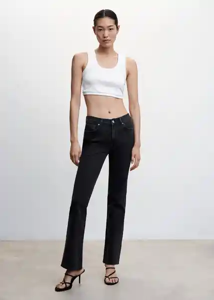 Pantalón Jean Dafne Tejano Negro Talla 32 Mujer Mango