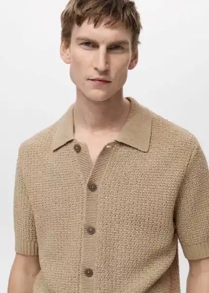 Camisa Pierola Beige Talla M Hombre Mango