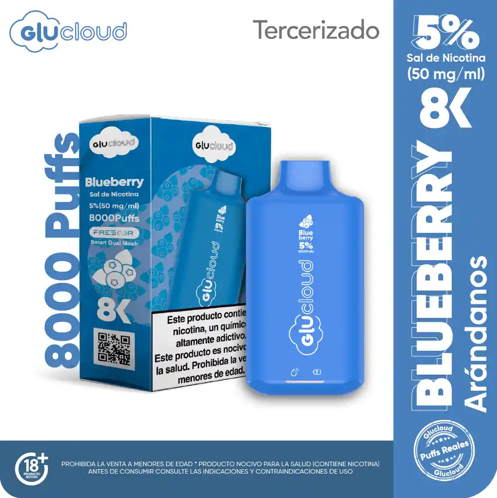 Glucloud Vape Blueberry 8K / 8000 Puff