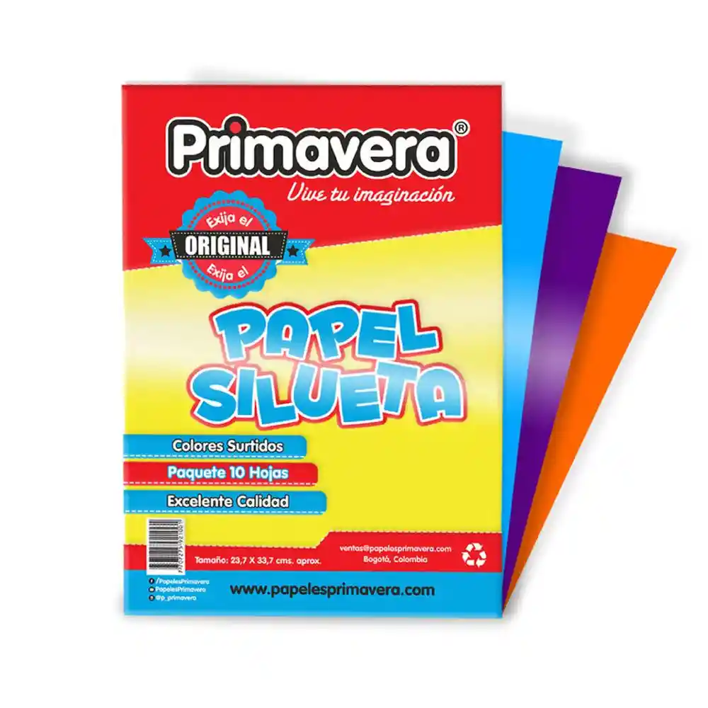 Primavera Papel Silueta 1/8 Colores Surtidos 