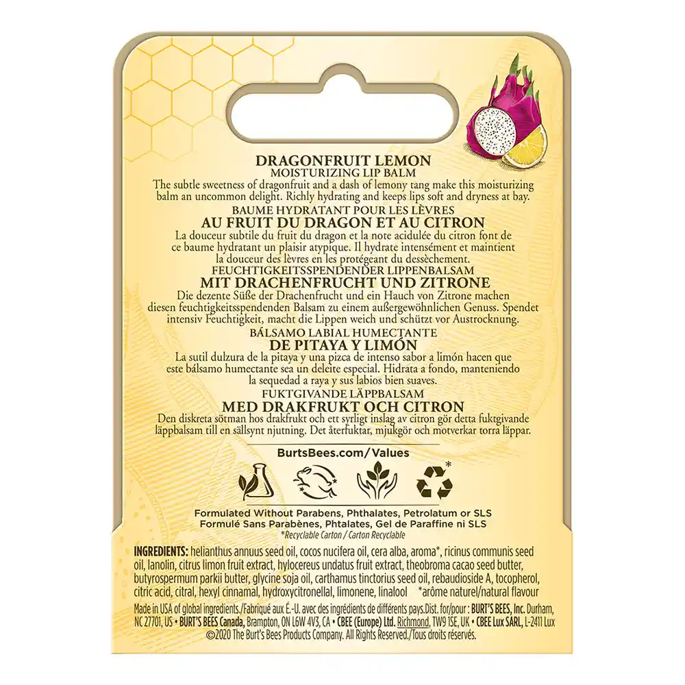 Burt's Bálsamo Labial Bees Dragonfruit Lemon